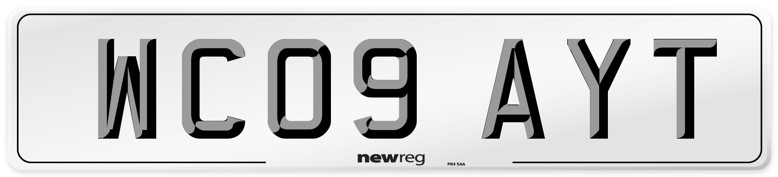 WC09 AYT Number Plate from New Reg